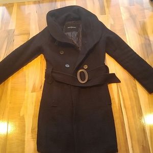 Black winter trench coat